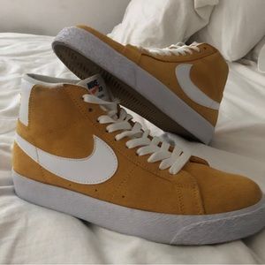 Nike blazer mid suede yellow gold white high top